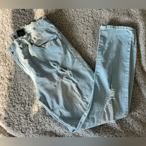 VIP Women's High Rise Light Blue Ripped Jeans - Picture 6 of 6